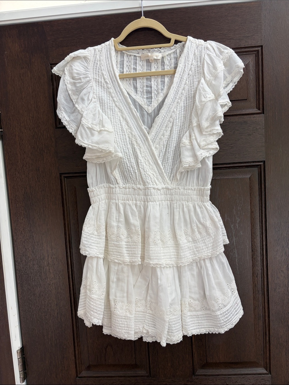 LoveShackFancy White Ruffled Eyelet Peplum Tunic